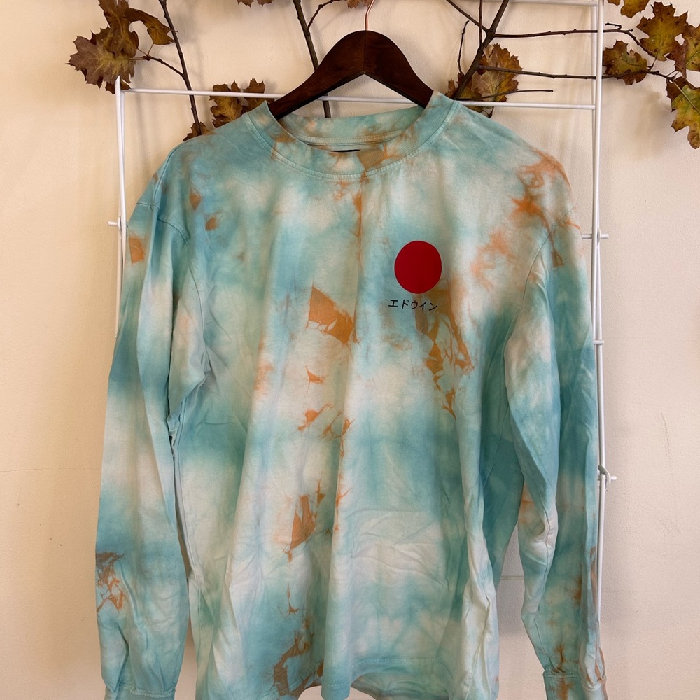 Edwin long sleeve teal tie dye shirt